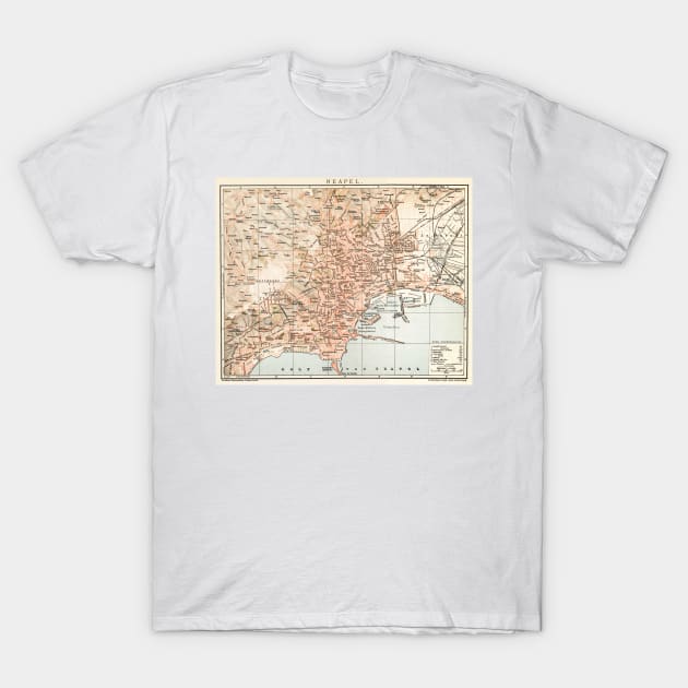 Vintage Map of Naples Italy (1897) T-Shirt by Bravuramedia